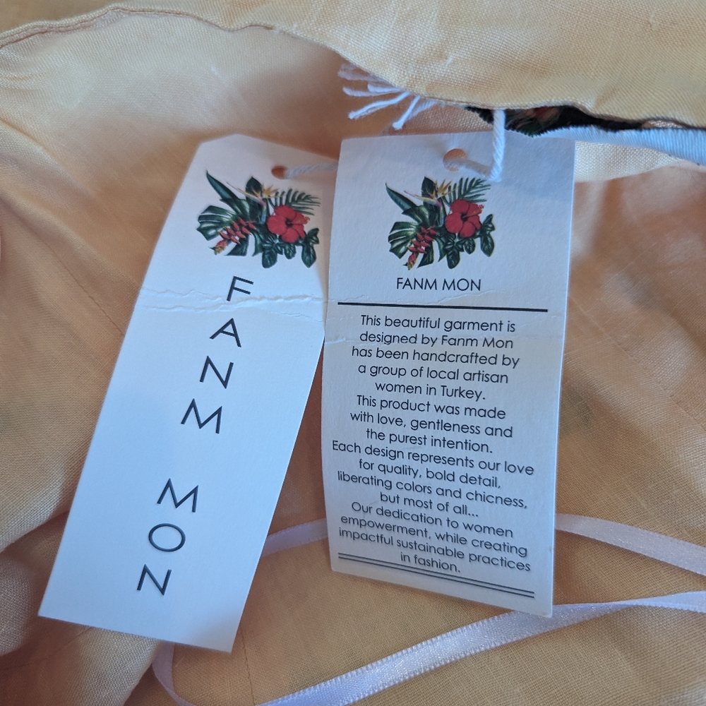 NWT Fanm Mon Anim Strapless Linen Embroidered Dress - Picture 5 of 8